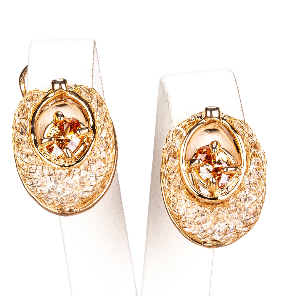 Pozlacená Slitinová Sada s Bílým Emporia® Křišťálem ( Náhrdelník+Náušnice+Náramek )