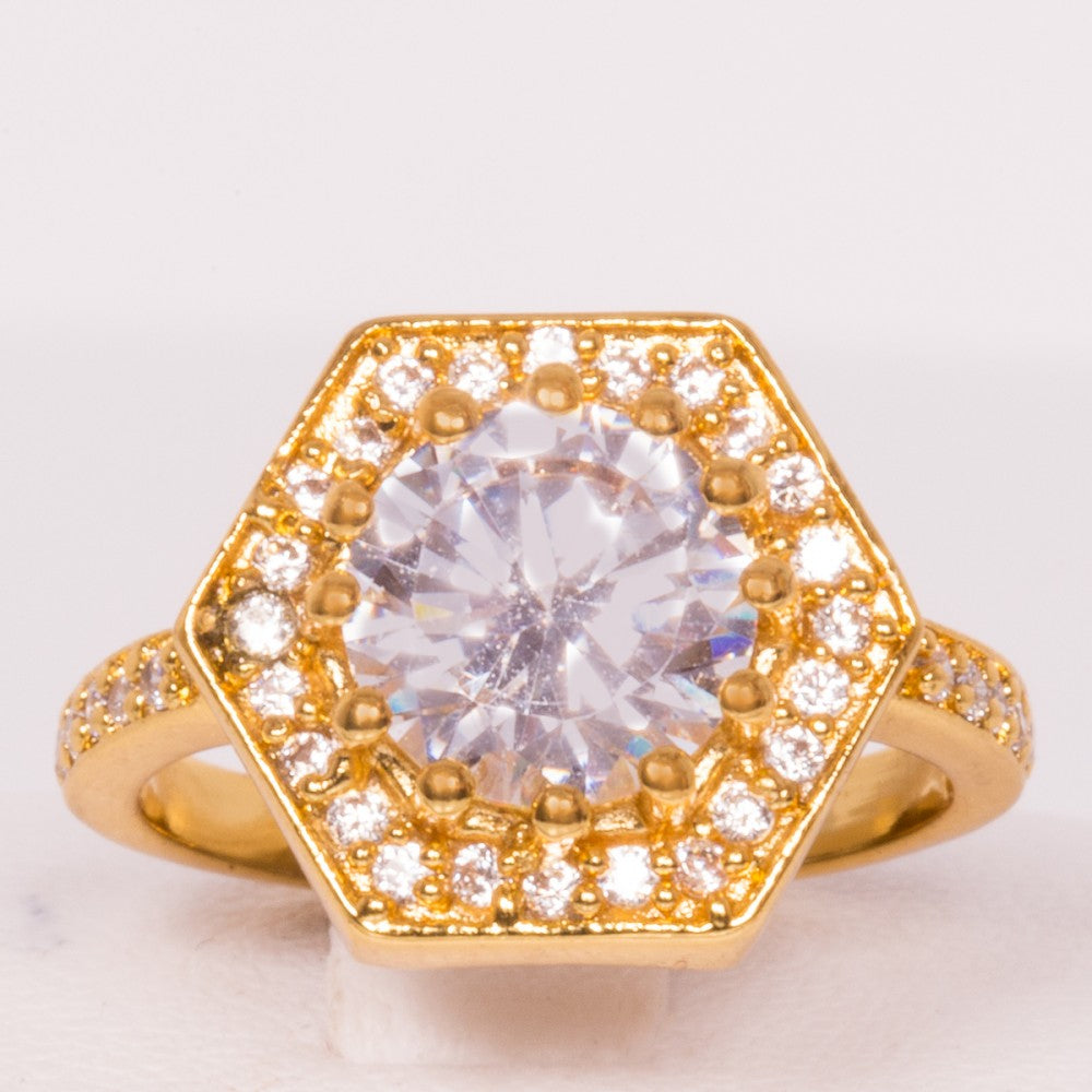 Pozlacený Slitinový Prsten s Bílým Emporia® Křišťálem ( Prsten )