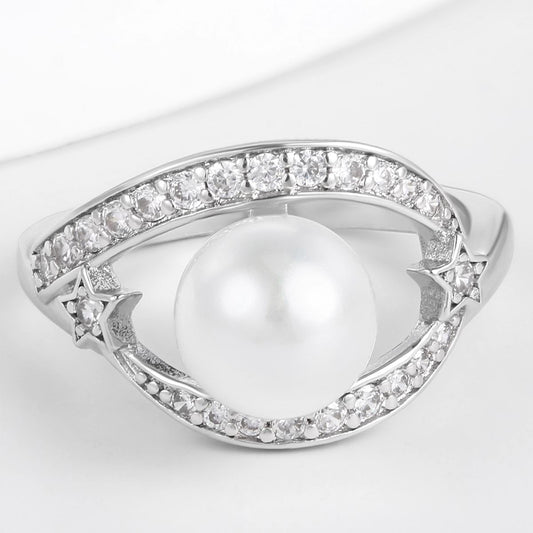 Pozlacená slitina - Prsten s Bílým Emporia® Křišťálem přibližná hmotnost: 10 gramů