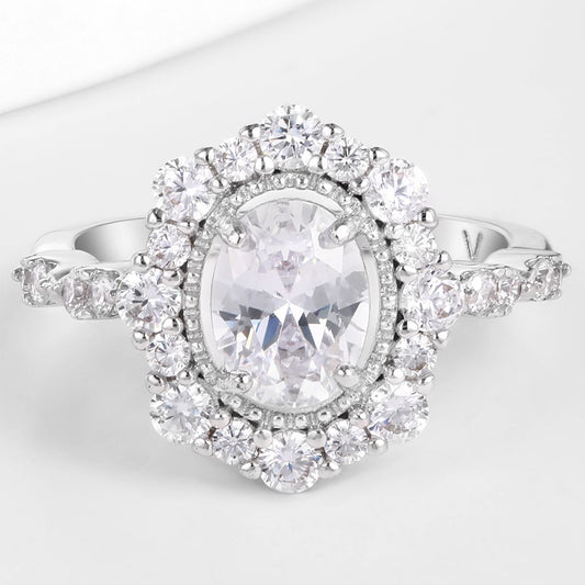 Pozlacená slitina - Prsten s Bílým Emporia® Křišťálem přibližná hmotnost: 10 gramů