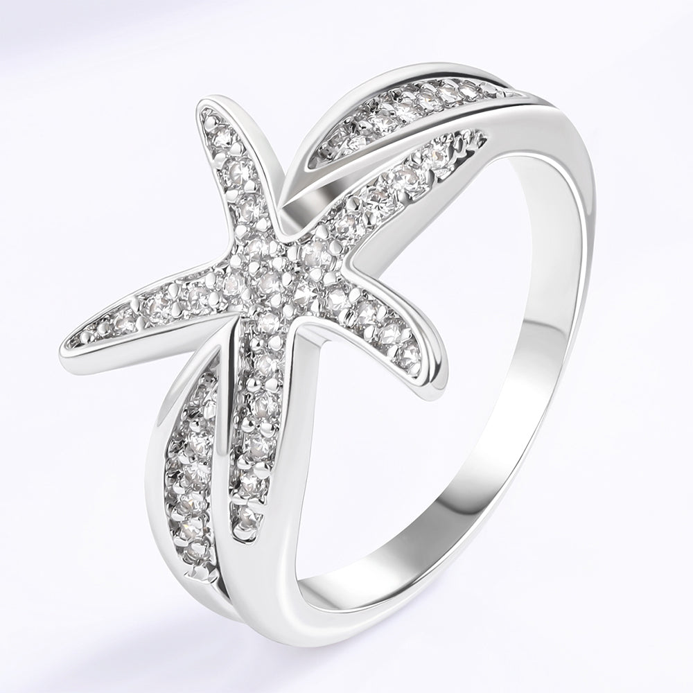 Pozlacená slitina - Prsten s Bílým Emporia® Křišťálem přibližná hmotnost: 10 gramů