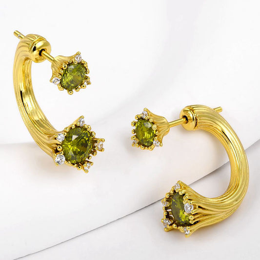 Pozlacená slitina - Náušnice se Zeleným Emporia® Křišťálem přibližná hmotnost: 10 gramů