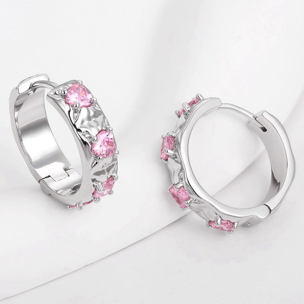 Pozlacená slitina - Náušnice s Bílým Emporia® Křišťálem a Růžovým Emporia® Křišťálem přibližná hmotnost: 10 gramů