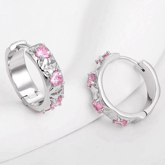 Pozlacená slitina - Náušnice s Bílým Emporia® Křišťálem a Růžovým Emporia® Křišťálem přibližná hmotnost: 10 gramů