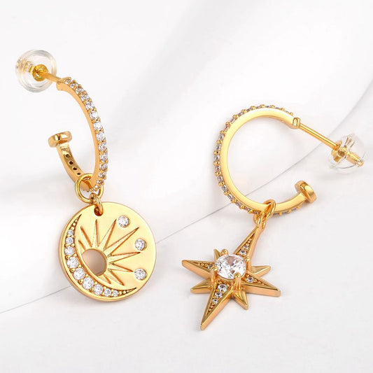 Pozlacená slitina - Náušnice s Bílým Emporia® Křišťálem přibližná hmotnost: 10 gramů