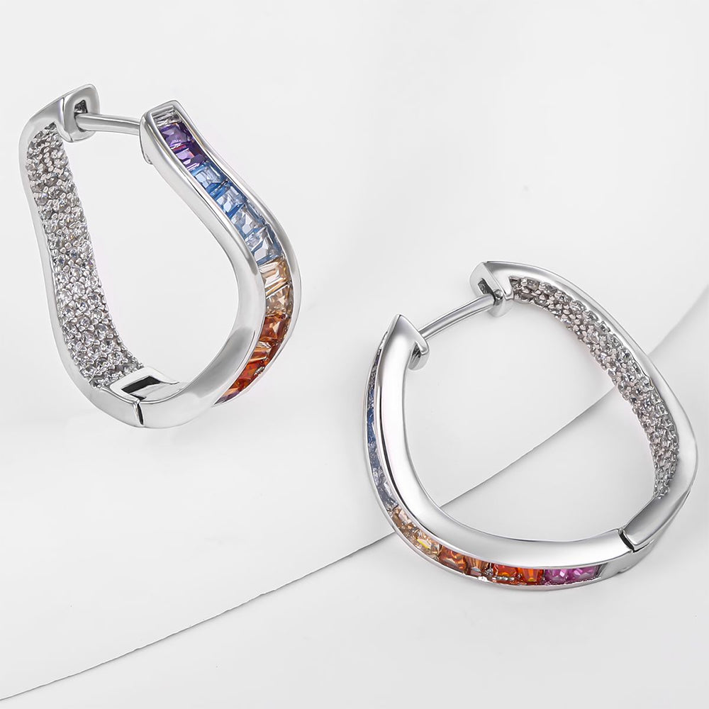 Pozlacená slitina - Náušnice s Modrým Emporia® Křišťálem a Červeným Emporia® Křišťálem přibližná hmotnost: 10 gramů