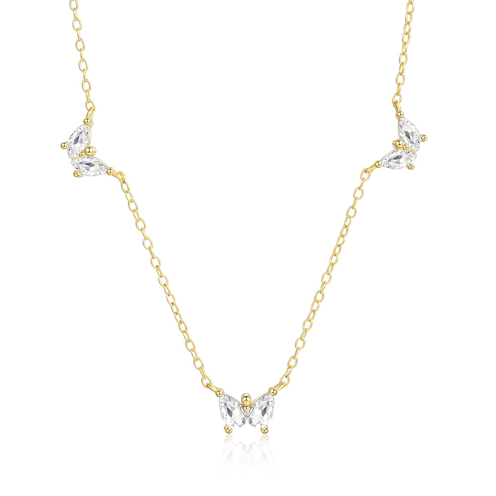 Pozlacená slitina - Náhrdelník s Bílým Emporia® Křišťálem přibližná hmotnost: 10 gramů