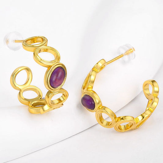 Pozlacená slitina - Náušnice s Fialovým Emporia® Křišťálem přibližná hmotnost: 10 gramů