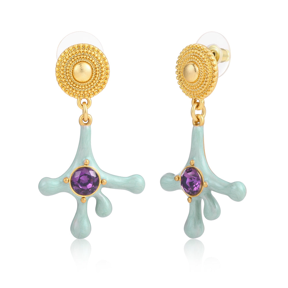 Pozlacená slitina - Náušnice s Fialovým Emporia® Křišťálem a se Smaltem přibližná hmotnost: 10 gramů