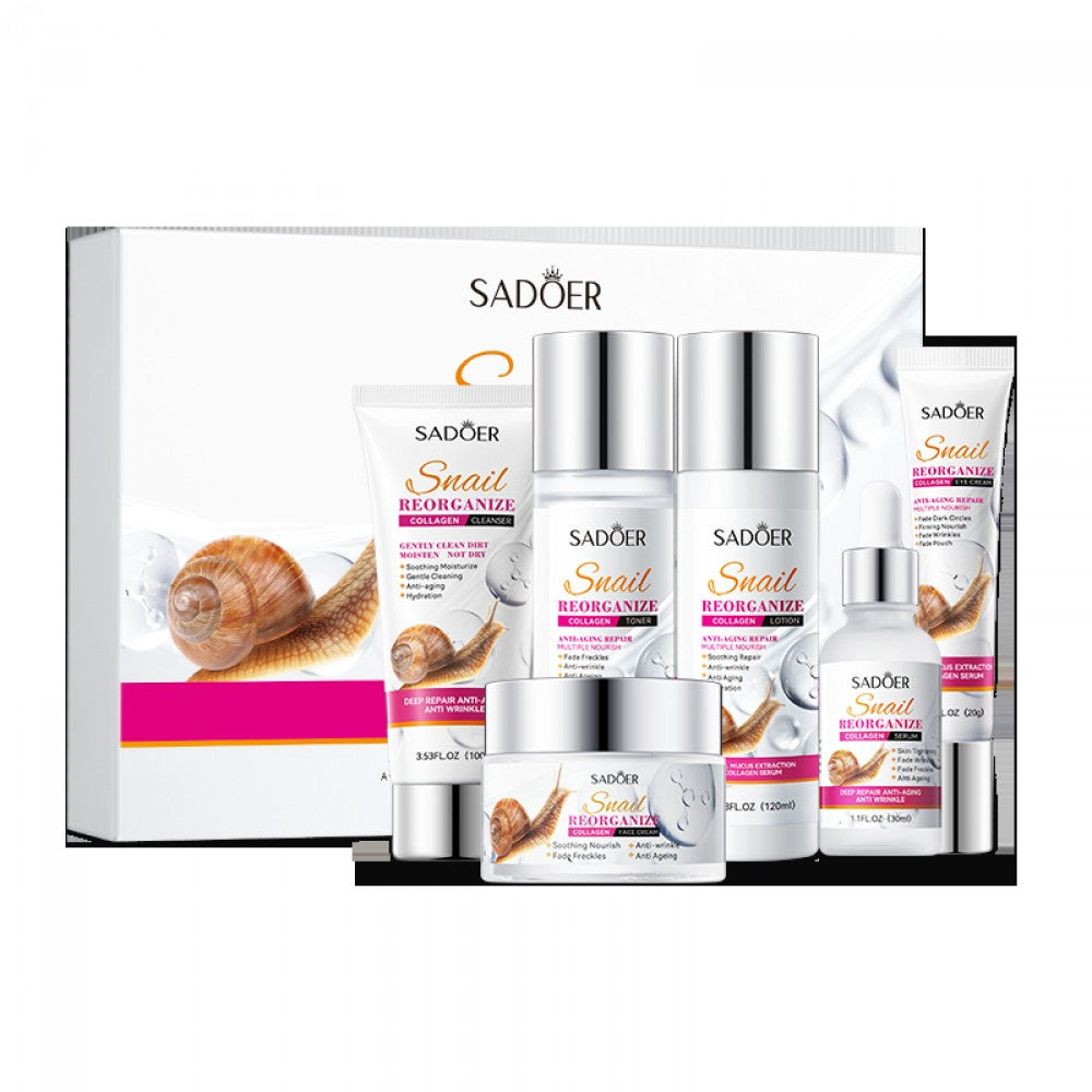 SADOER Snail Collagen Six-Piece Set 100g + 120ml + 120ml + 30ml + 20g + 50g