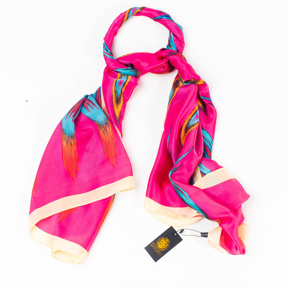 Paví prizma, šála, 85 x 180 cm, Růžová, 100% veganské hedvábí