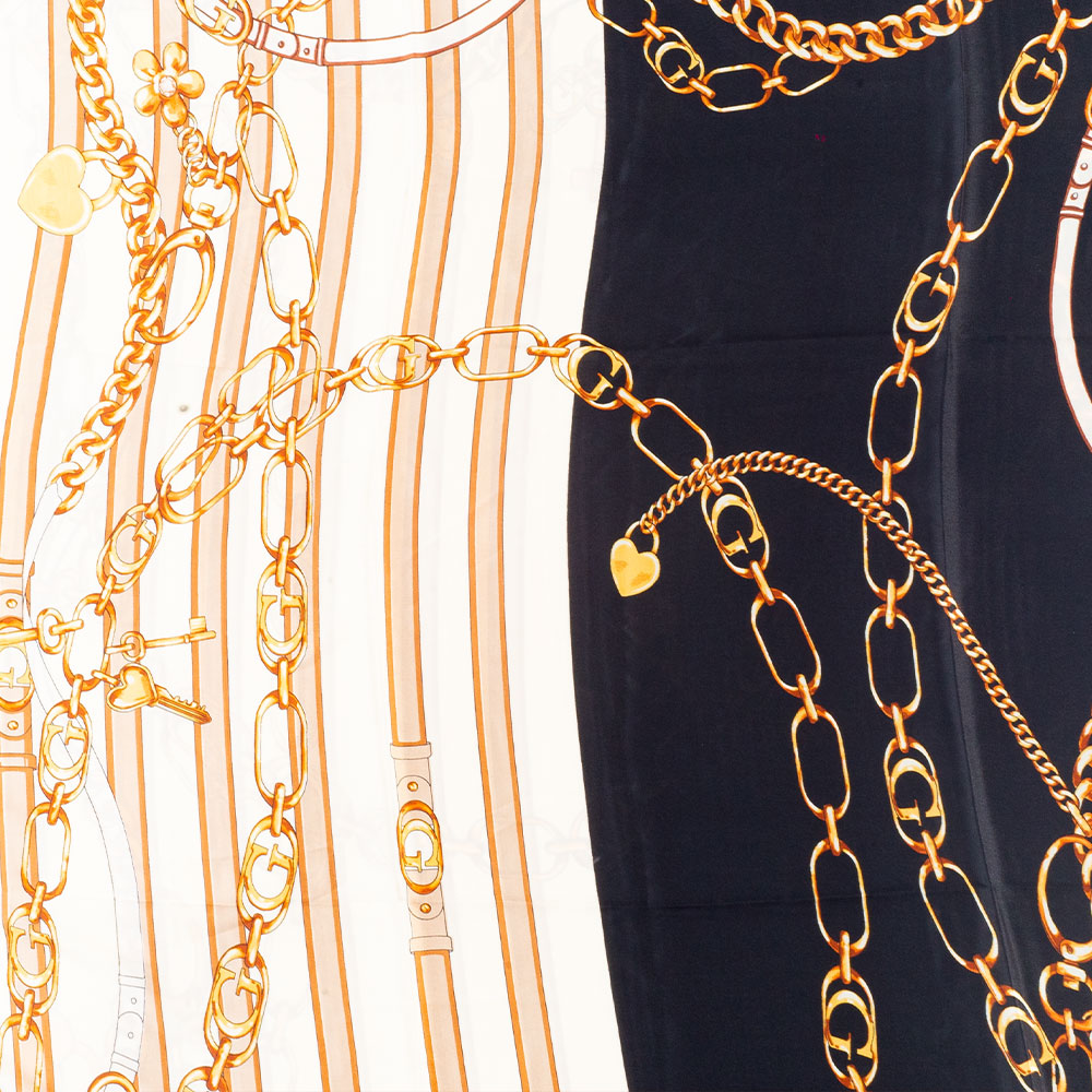 Královské řetězy, šála, 85 x 180 cm, Modrá, 100% veganské hedvábí