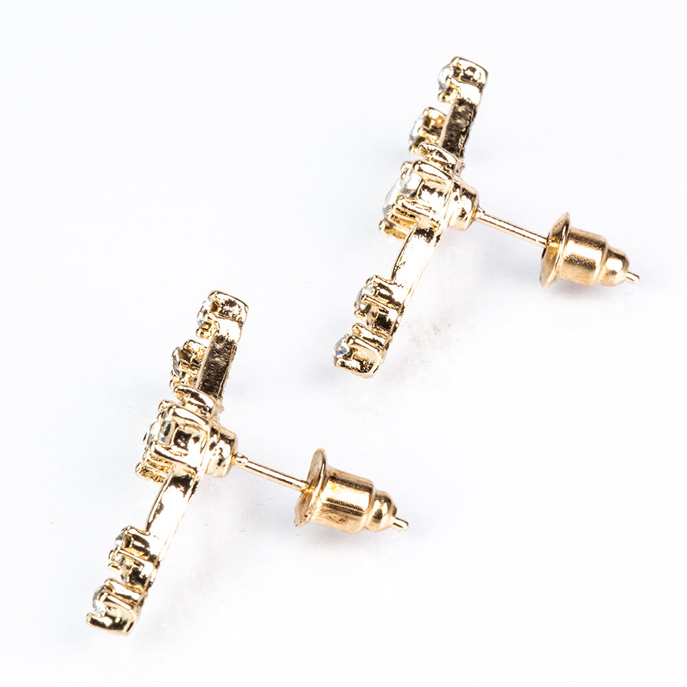 Býk Pozlacené Slitinové Náušnice s Bílým Emporia® Křišťálem