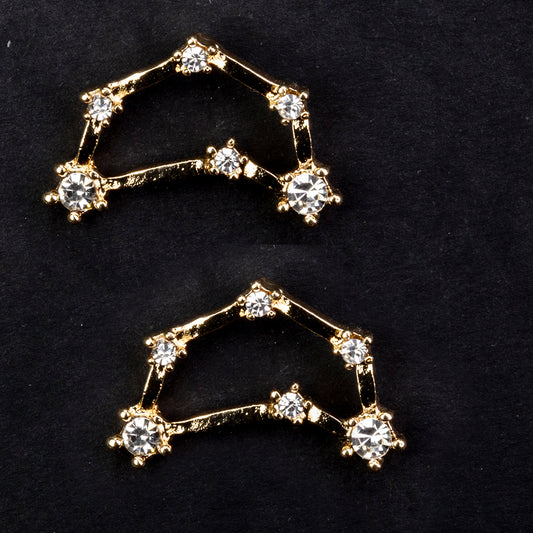 Kozoroh Pozlacené Slitinové Náušnice s Bílým Emporia® Křišťálem