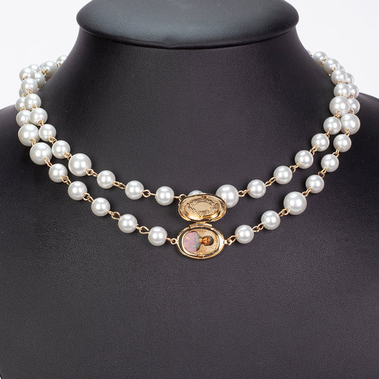 Pozlacená slitina - Náhrdelník se Skleněná Perla přibližná hmotnost: 53.33 gramů