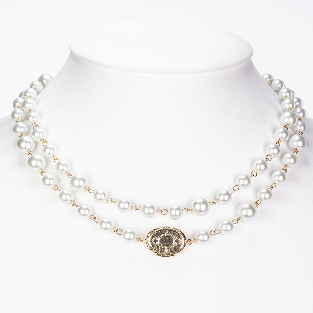 Pozlacená slitina - Náhrdelník se Skleněná Perla přibližná hmotnost: 53.33 gramů