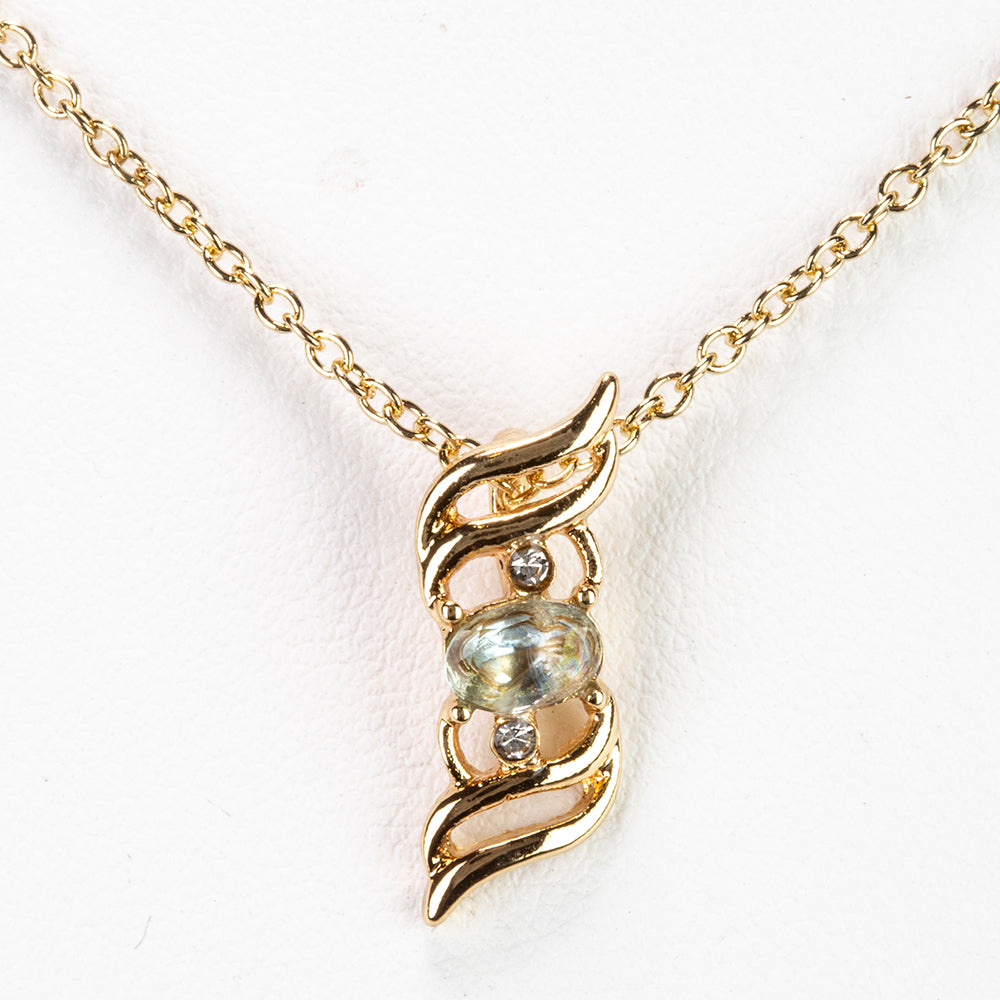 Pozlacený Slitinový Náhrdelník s Akvamarínem a Bílým Emporia® Křišťálem ( Náhrdelník+Přívěsek )