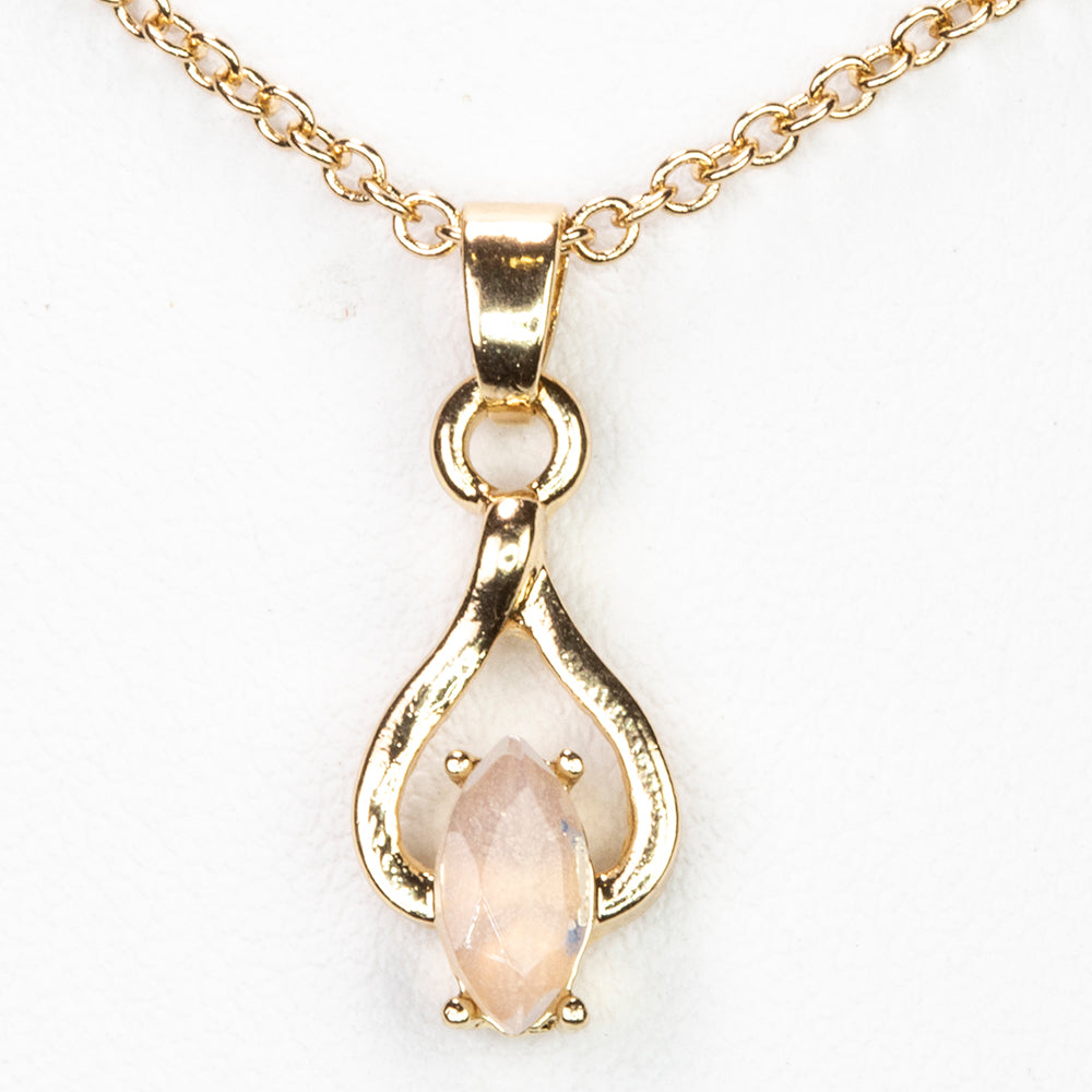 Pozlacený Slitinový Náhrdelník s Etiopským Opálem z Lega Dembi a Bílým Emporia® Křišťálem ( Náhrdelník+Přívěsek )