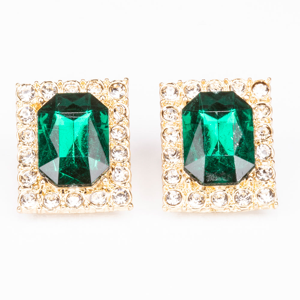 Pozlacená slitina - Hodinky se Zeleným Emporia® Křišťálem a Bílým Emporia® Křišťálem - Karátové číslo: 12. přibližná hmotnost: 57 gramů ( Náhrdelník+Náušnice+Přívěsek )