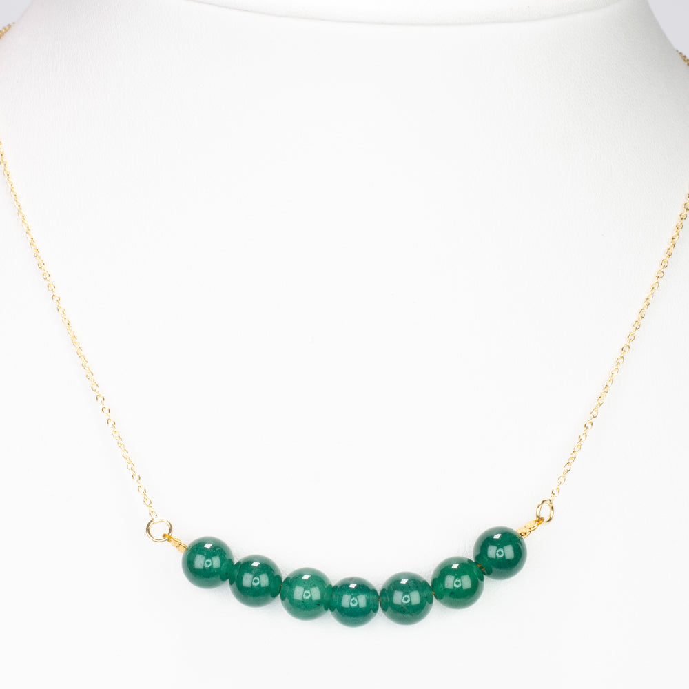 Pozlacené Stříbro 925/1000 - Náhrdelník se Zeleným Jadeitem - Karátové číslo: 26.05. přibližná hmotnost: 7.05 gramů