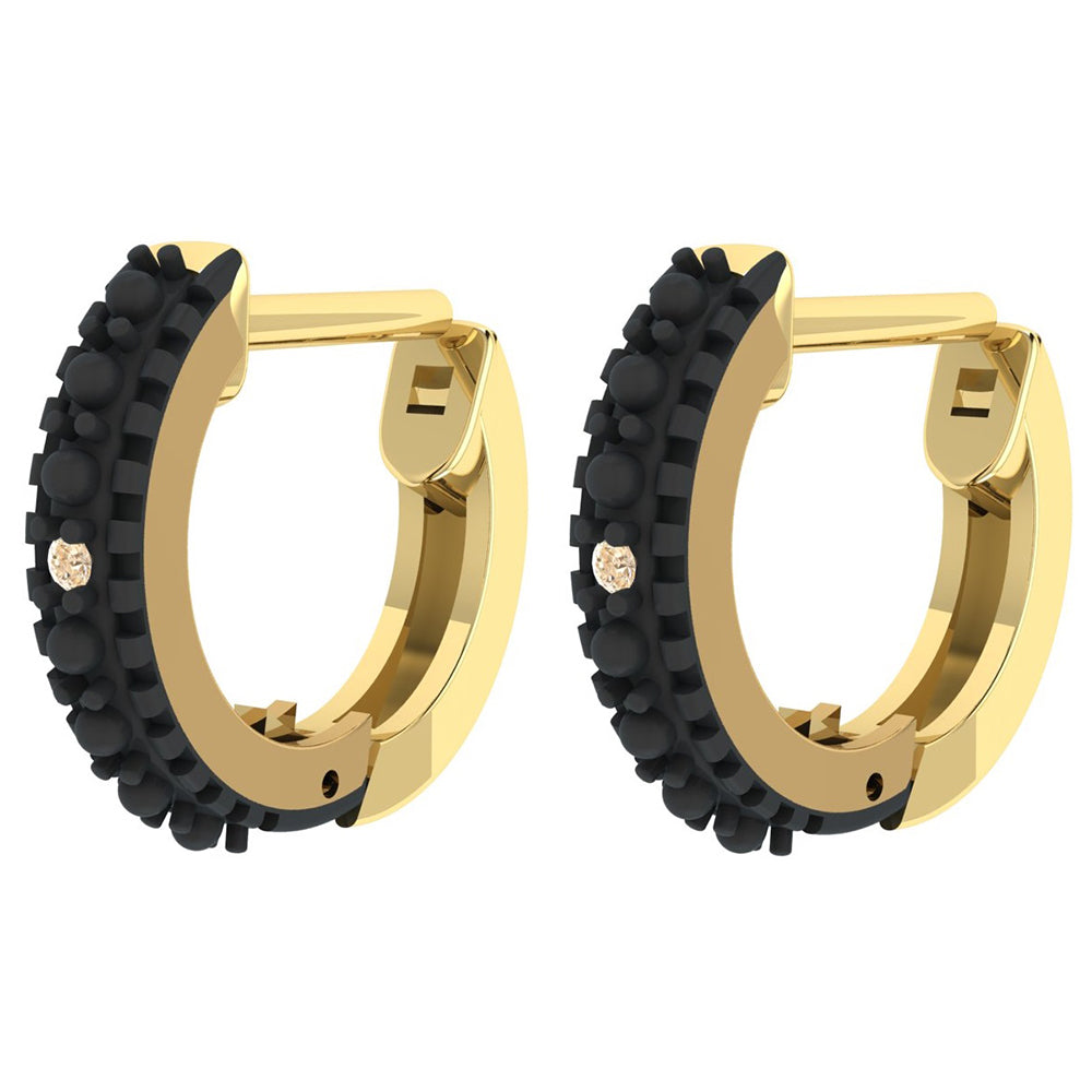 Pozlacené Stříbro 925/1000 - Náušnice s Champagne Diamantem - Karátové číslo: 0.01. přibližná hmotnost: 1.64 gramů