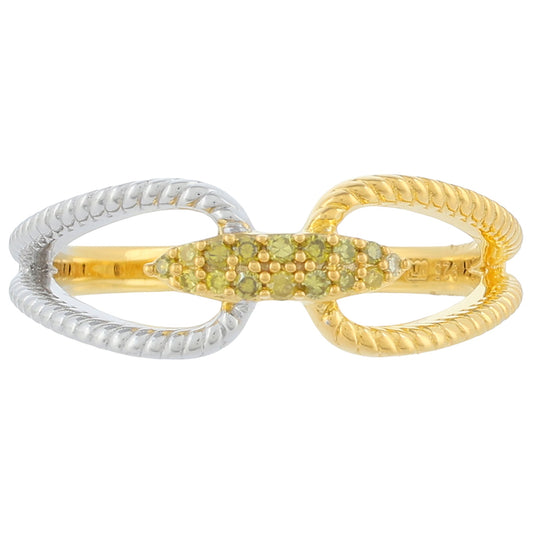 Pozlacený Stříbro 925/1000 - Prsten s Veronský zelený diamantem - Karátové číslo: 0.09. přibližná hmotnost: 2.78 gramů