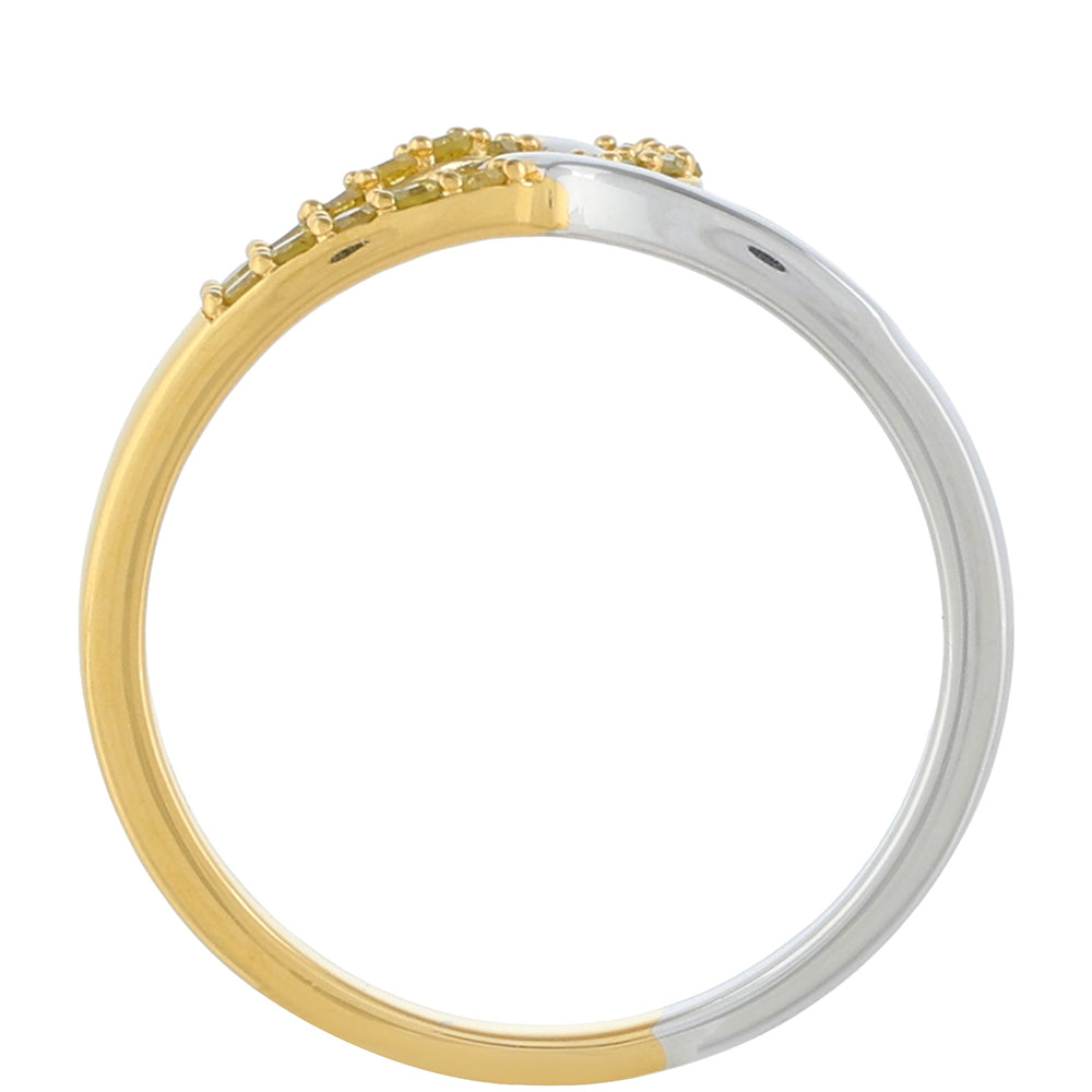 Pozlacený Stříbro 925/1000 - Prsten s Veronský zelený diamantem - Karátové číslo: 0.12. přibližná hmotnost: 2.47 gramů