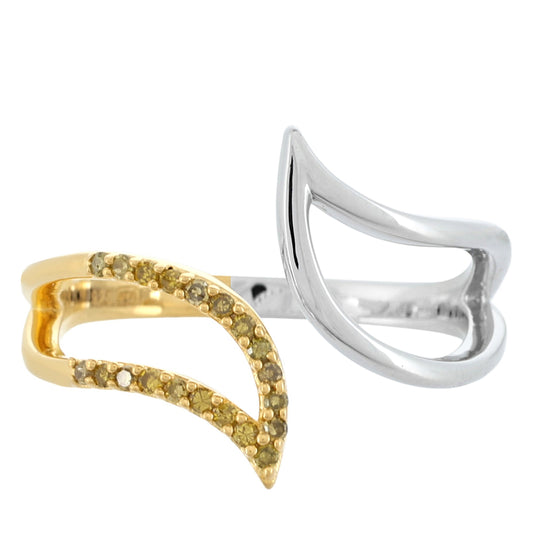 Pozlacený Stříbro 925/1000 - Prsten s Veronský zelený diamantem - Karátové číslo: 0.1. přibližná hmotnost: 2.64 gramů