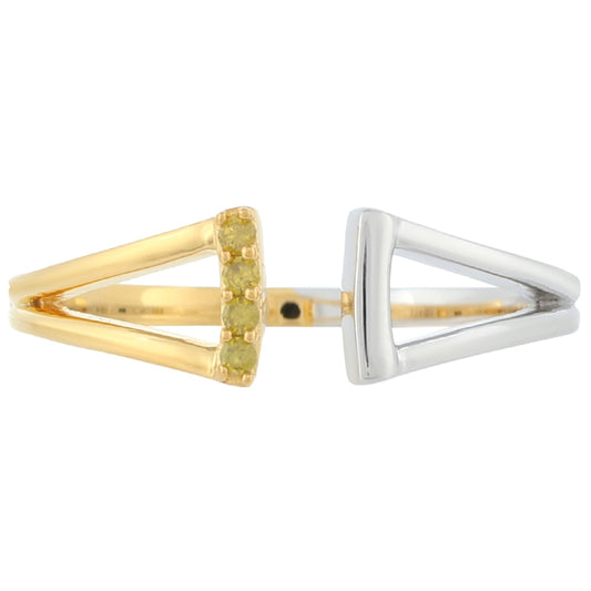 Pozlacený Stříbro 925/1000 - Prsten s Veronský zelený diamantem - Karátové číslo: 0.04. přibližná hmotnost: 2.05 gramů