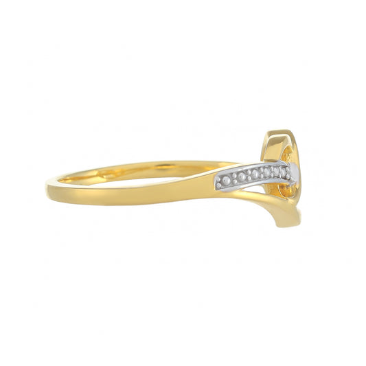 Pozlacené Stříbro 925/1000 - Prsten s Bílým Diamantem - Karátové číslo: 0.01. přibližná hmotnost: 2.05 gramů