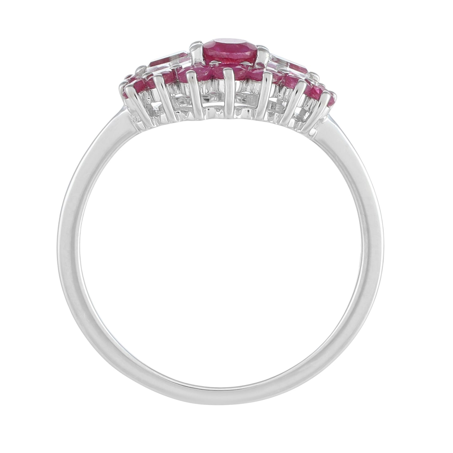 Stříbro 925/1000 - Prsten s Thajským Rubínem a Bílým Topazem - Karátové číslo: 1.1. přibližná hmotnost: 2.18 gramů