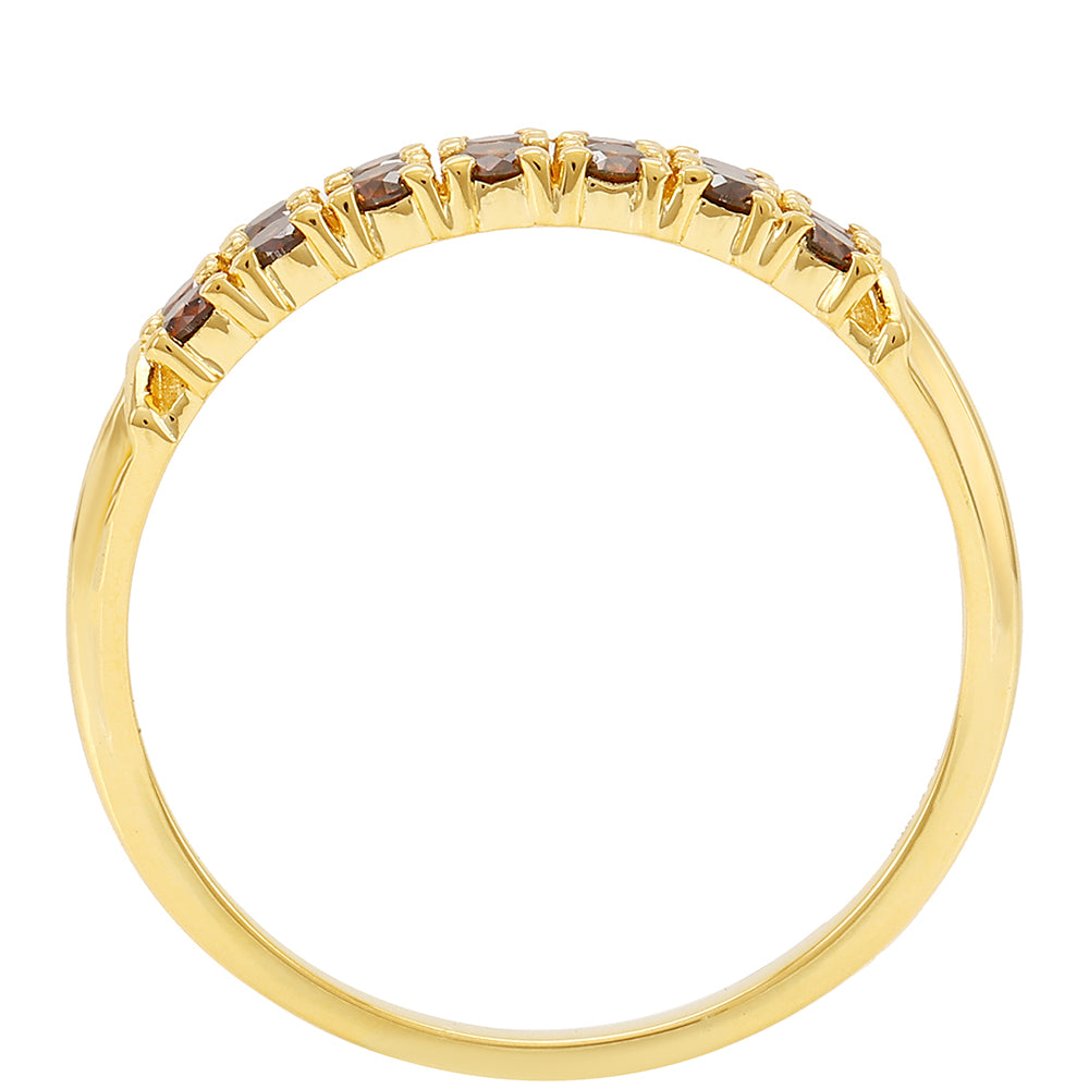 Pozlacený Stříbrný Prsten s Červeným Diamantem