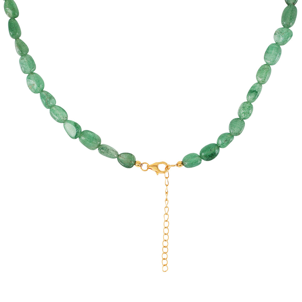 Pozlacené Stříbro 925/1000 - Náhrdelník se Zeleným Křemenem - Karátové číslo: 164.72. přibližná hmotnost: 34.63 gramů