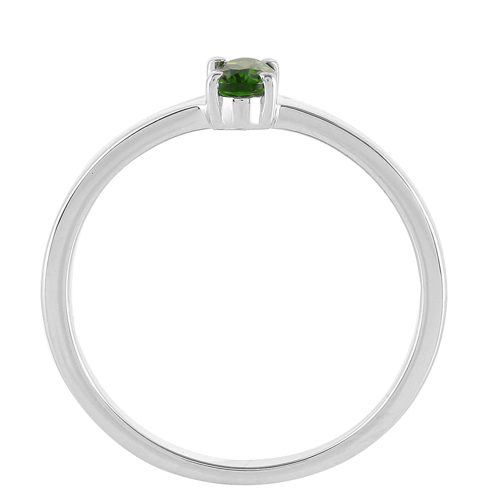 Stříbro 925/1000 - Prsten s Chromovým Diopsidem - Karátové číslo: 0.24. přibližná hmotnost: 1.49 gramů
