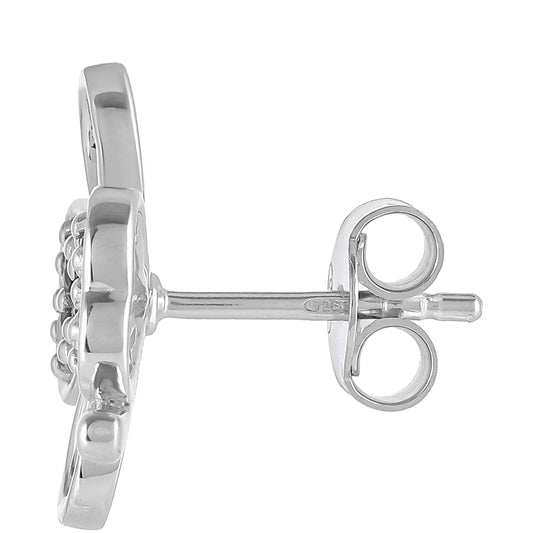 Stříbro 925/1000 - Náušnice s Chromovým Diopsidem - Karátové číslo: 0.43. přibližná hmotnost: 3.27 gramů