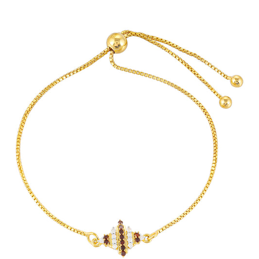 Pozlacené stříbro 925/1000 Náramek s Červeným Diamantem a Bílým Diamantem - Karátové číslo: 0.23. přibližná hmotnost: 3 gramů
