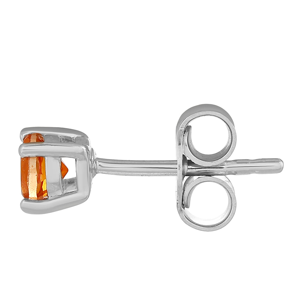 Stříbro 925/1000 - Náušnice s Padparadscha Křemenem - Karátové číslo: 0.63. přibližná hmotnost: 1.09 gramů