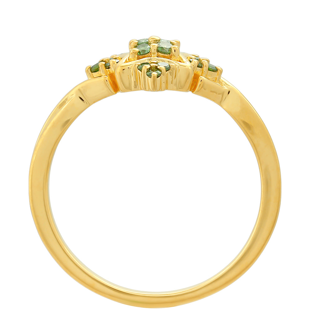 Pozlacený Stříbrný Prsten se Zeleným Diamantem