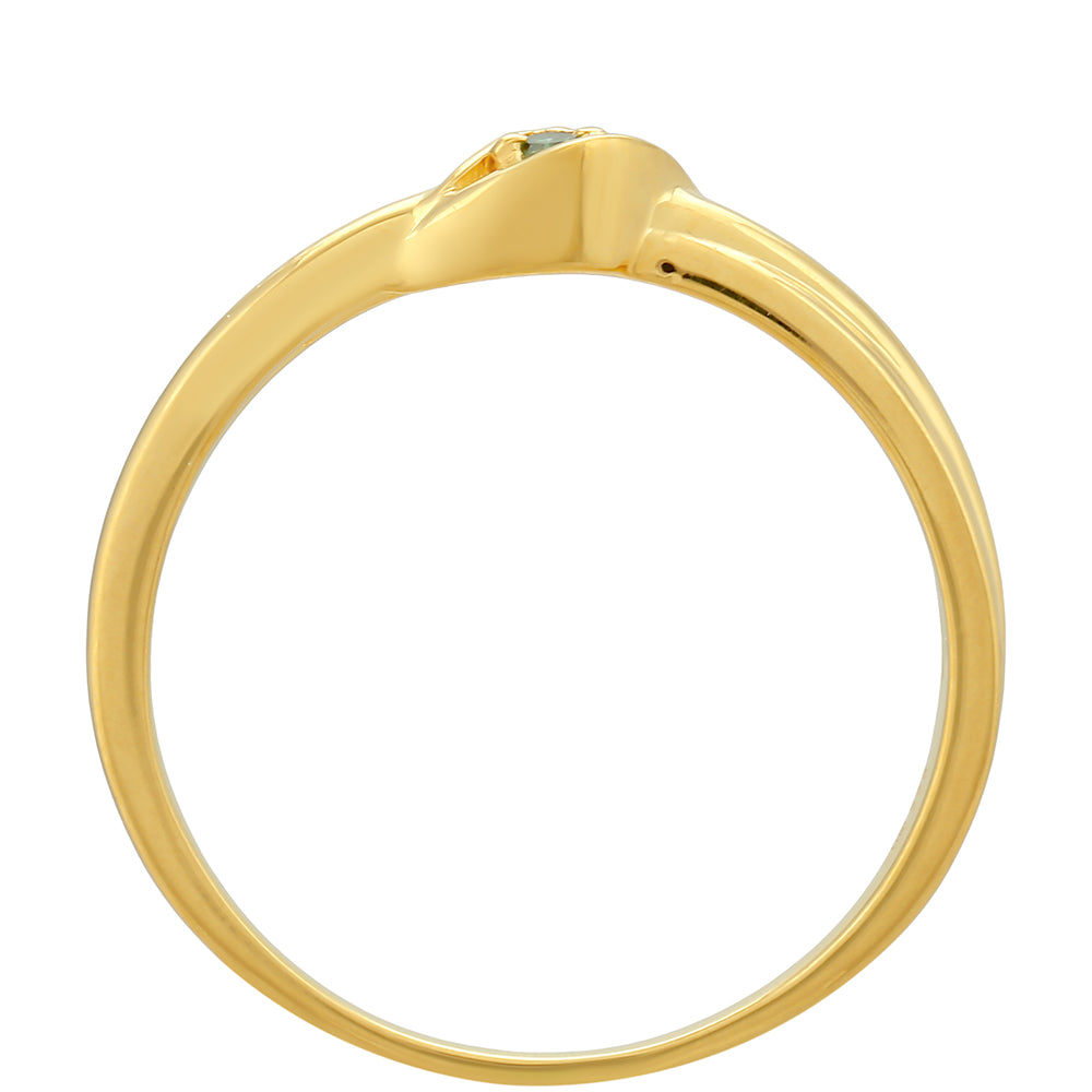 Pozlacené Stříbro 925/1000 - Prsten se Zeleným Diamantem - Karátové číslo: 0.03. přibližná hmotnost: 2.23 gramů