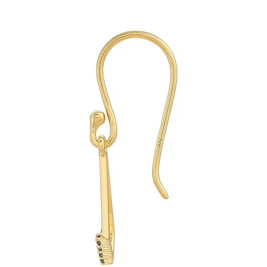 Pozlacené Stříbro 925/1000 - Náušnice se Zeleným Diamantem - Karátové číslo: 0.17. přibližná hmotnost: 1.77 gramů