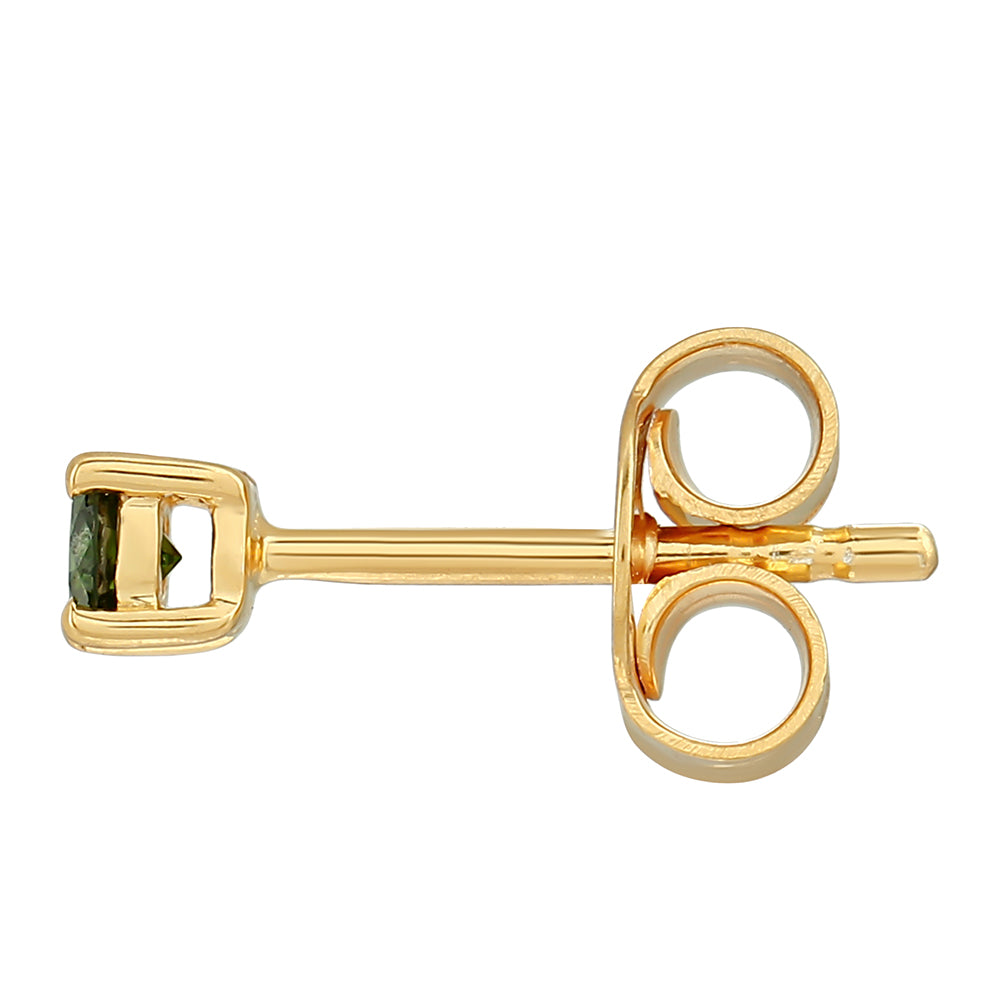 Pozlacené Stříbrné Náušnice se Zeleným Diamantem
