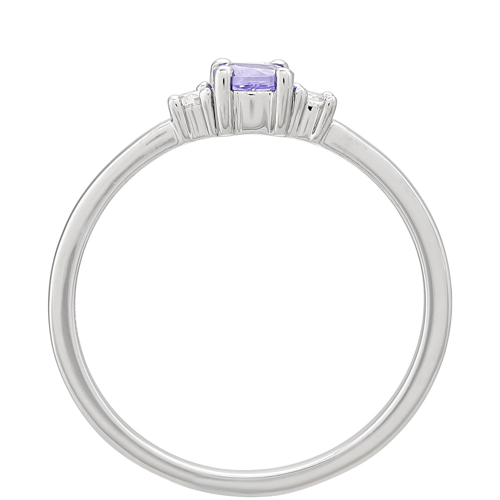 Stříbro 925/1000 - Prsten s AAA Tanzanitem a Bílým Topazem - Karátové číslo: 0.21. přibližná hmotnost: 1.18 gramů