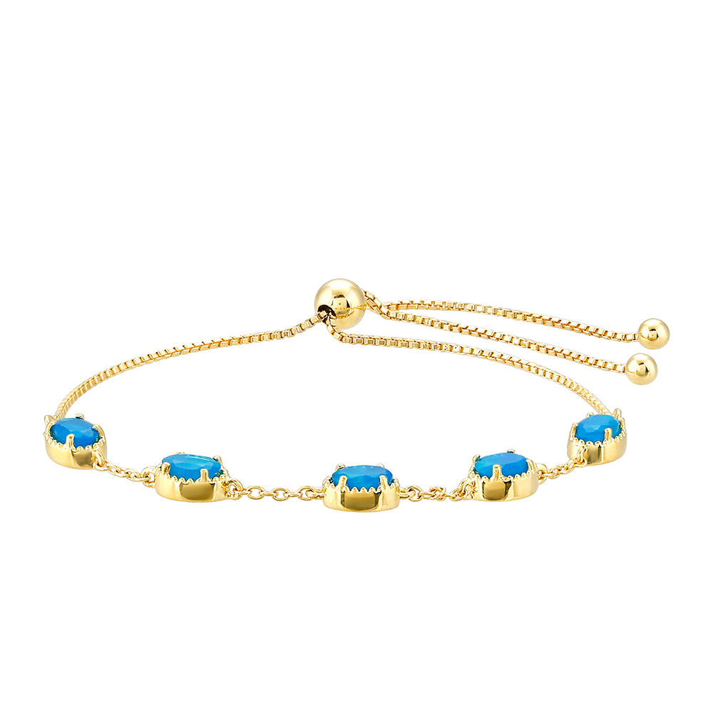 Pozlacený Stříbrný Náramek s etiopským Paraiba modrým opálem