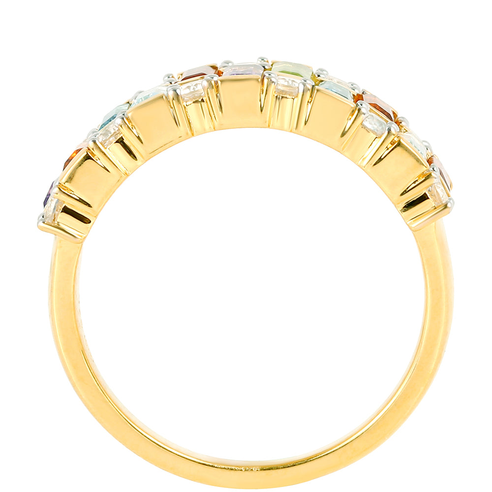 Pozlacené Stříbro 925/1000 - Prsten s Ametystem a Citrínem - Karátové číslo: 1.89. přibližná hmotnost: 4.2 gramů