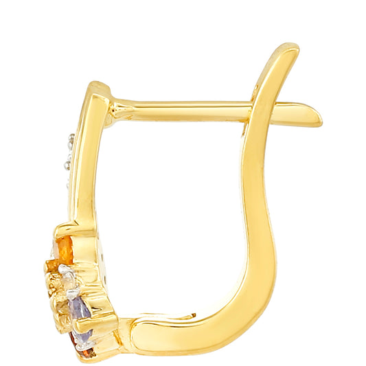 Pozlacené Stříbrné Náušnice s Tanzanitem a Citrínem