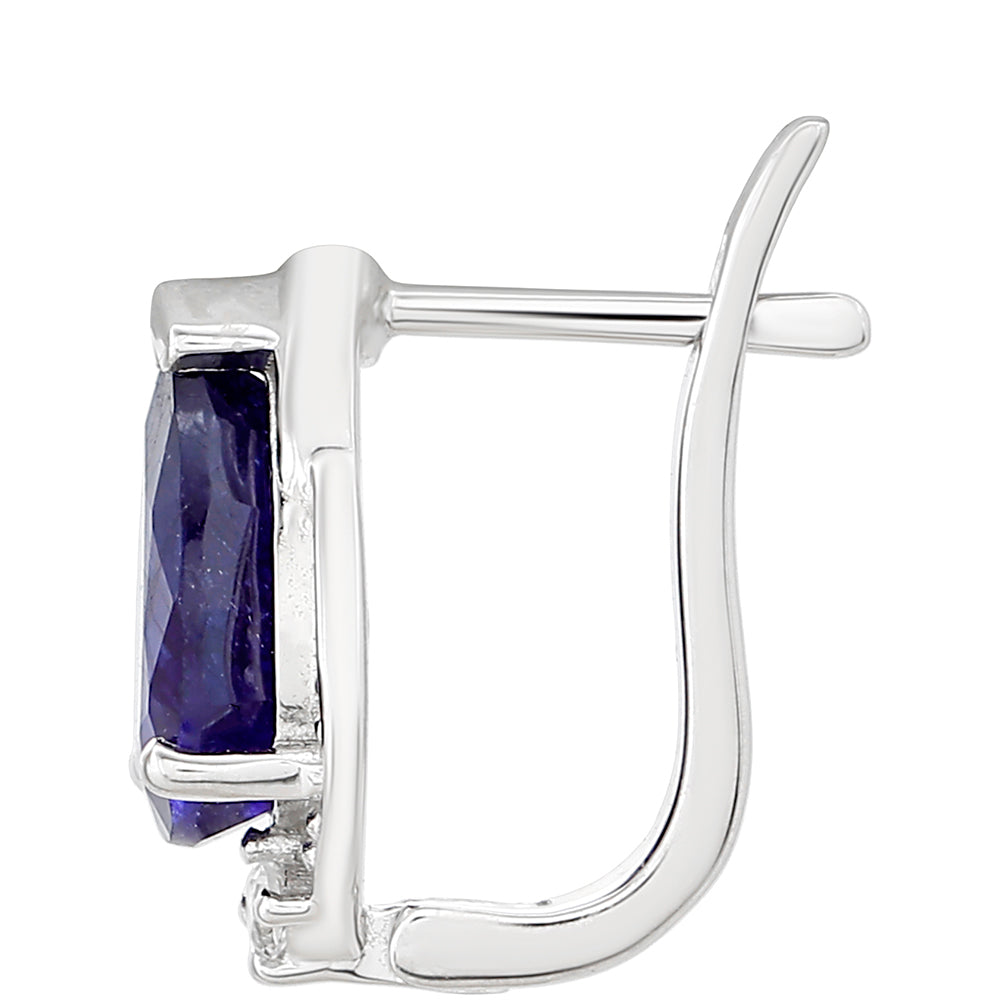 Stříbrné Náušnice s Thajským Safírem a Bílým Topazem