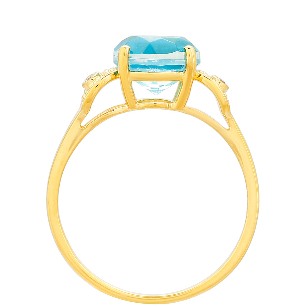 Pozlacené Stříbro 925/1000 - Prsten s Paraiba Křemenem a Bílým Topazem - Karátové číslo: 2.19. přibližná hmotnost: 1.97 gramů