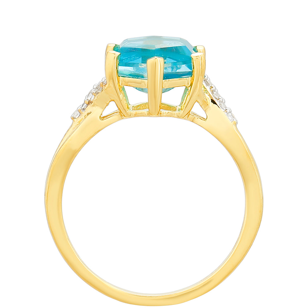 Pozlacený Stříbrný Prsten s Paraiba Křemenem a Bílým Topazem