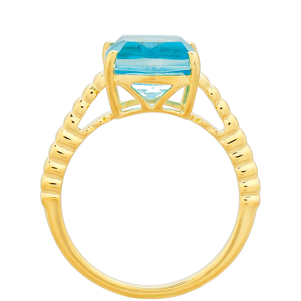 Pozlacené Stříbro 925/1000 - Prsten s Paraiba Křemenem - Karátové číslo: 3.46. přibližná hmotnost: 3.23 gramů