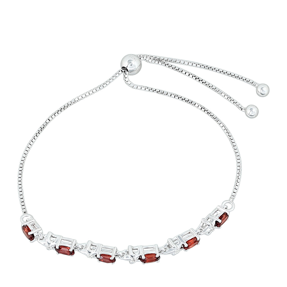 Stříbrný Náramek s Granátem a Bílým Topazem